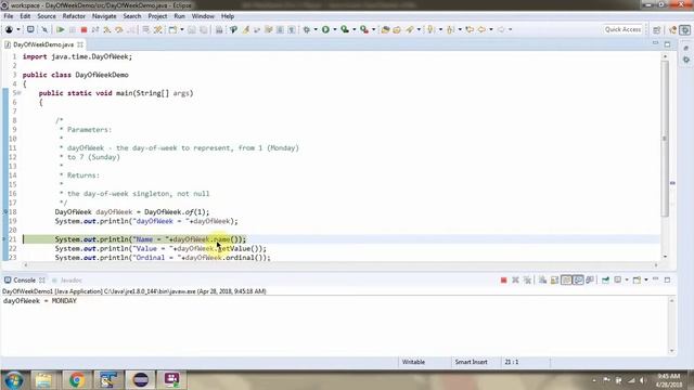 How to use of(int dayOfWeek) method of DayOfWeek Enum? | Java 8 Date and Time | Java Date and Time