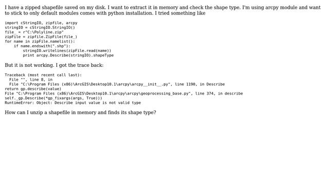 GIS: Extracting zipped shapefile and check its shape type without writing on disk? смотреть онлайн