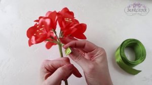 Цветы из лент. Кливия. Интерьерные цветы МК/Ribbon Flowers DIY