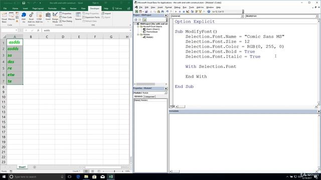 Excel VBA Programming - Iteration | 7 - The With End With Construct смотреть онлайн