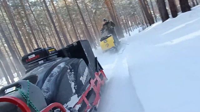 Покатушки на мотобуксировщиках в зимнем лесу. Самодельный миниснегоход не БТС и мотобуксировщики.