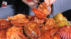 ASMR SPICY SEAFOOD BOIL MUKBANG 매운 해물찜 레시피 OCTOPUS, ENOKI MUSHROOM, NODDLES COOKING & EATING SOUNDS