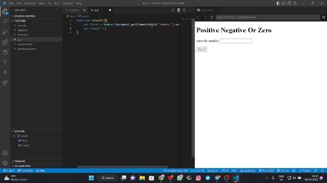 Write JavaScript Program to Check if a number is Positive, Negative, or Zero.