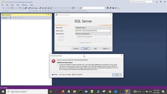 Cannot connect to SQL  server ....#SQL #SQL Server Error