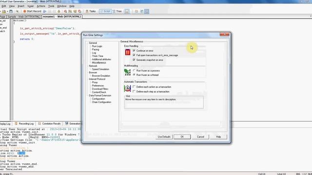 LoadRunner Tutorial #5 VuGen Runtime Settings смотреть онлайн