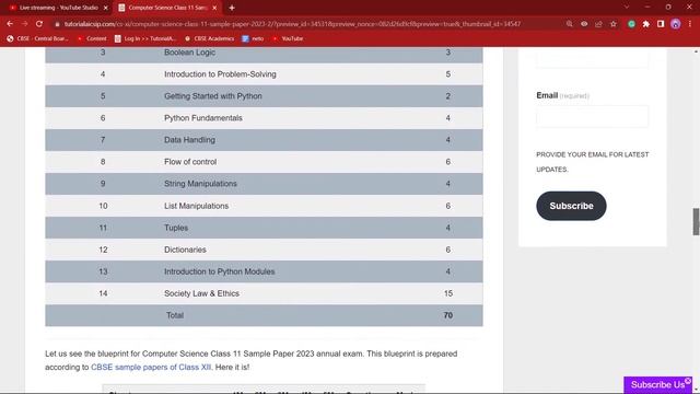 Computer Science Class 11 Blue print for Annual Exam 2023 | CS Class 11 Blue Print Annual Exam 2023