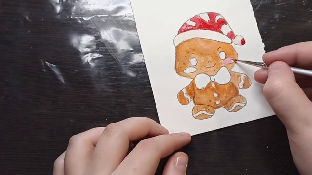 Пряничный человечек / Рисунок акварелью