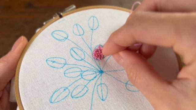 百日紅の刺繍 / Hand embroidery ; Crape-myrtle