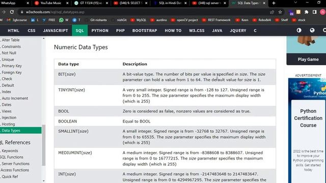 Data Type in SQL
