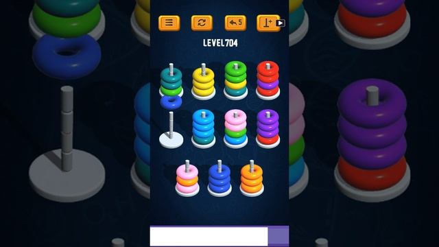 Hoop Sort Puzzle - Color Ring Stack Sorting Game Level 704 Solution