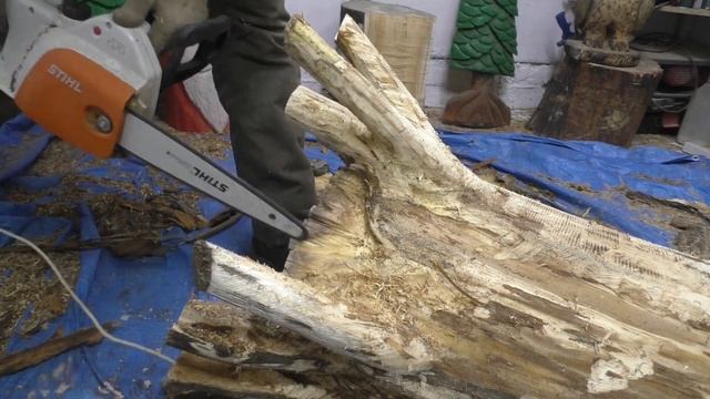 Лесной стул из тополя, бензопилой, Рустикальный стиль смотреть онлайн