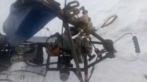 Самодельный снегоход из хлама, из бензопилы.