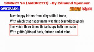 Sonnet 74 By Edmund Spenser || Explanation in Hindi || Amoretti Sonnet 74 ||