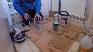 DIY cork floor for bathroom with cheap underlayment - adhesive testing