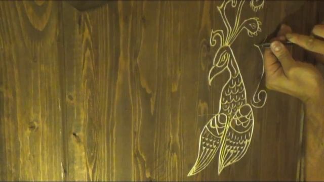 Контурная резьба на сосновом массиве двери. Жар-птица смотреть онлайн