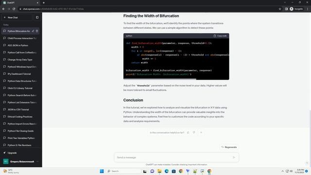 Python Find width of bifurcation in x y data смотреть онлайн