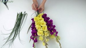Букет из бумажных цветов гладиолусов. Букет из гофрированной бумаги.