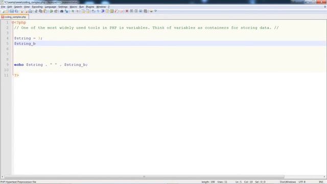 PHP for Beginnners - Part 1 - Introducing Variables