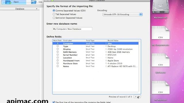 Importing .CSV files on iDatabase for Mac OS X смотреть онлайн