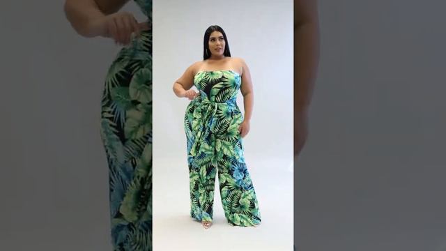 Mara Green Tropical Strapless Jumpsuit