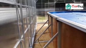 Обзор павильона для бассейна из поликарбоната. Прямостенный павильон 6 метров в ширину.