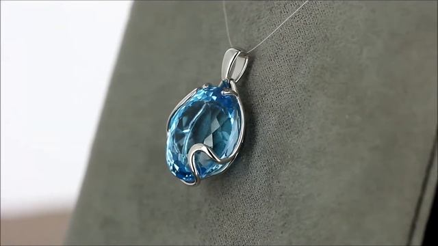 Подвеска из натурального топаза цвета Свисс Блю смотреть онлайн