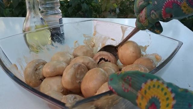 Шампиньоны на гриле
