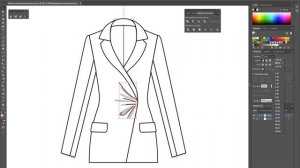 Дизайн одежды |Технический рисунок одежды| жакет с завязкой | Adobe Illustrator 2021|100 эскизов#64
