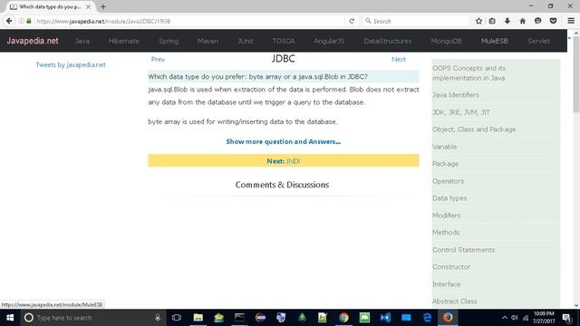 Which data type do you prefer: byte array or a java.sql.Blob in JDBC?
| javapedia.net смотреть онлайн