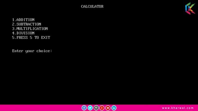 Calculator - Menu Driven Program using Switch Case in C Programming