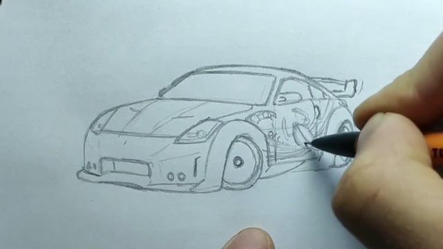 How to draw a NISSAN 350Z VEILSIDE 2002 / drawing a 3d car / coloring nissan from fast and furious смотреть онлайн