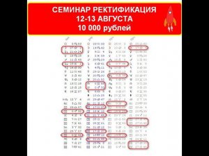 Семинар РЕКТИФИКАЦИЯ 12-13 августа