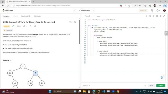 Leetcode # 2385. Amount of Time for Binary Tree to Be Infected (Python)