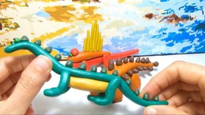Все залипаки из коллекции Мега Динозавры из легкого пластилина Hey Clay/Видео лепка