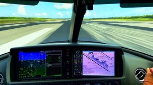 Cirrus Vision Jet SF 50, landing in the middle of the runway, Cancun Airport