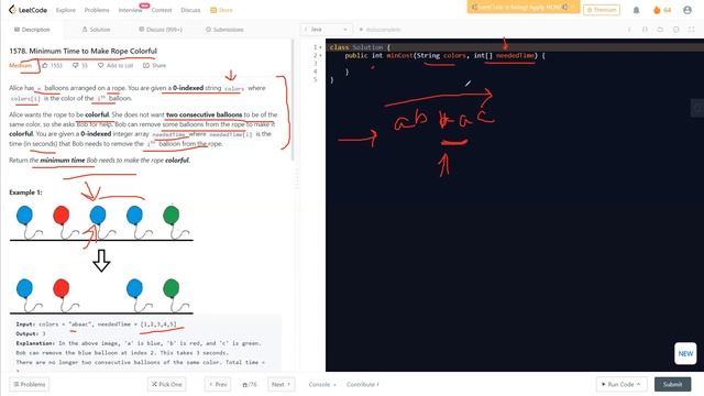 Minimum Time to Make Rope Colorful | LeetCode 1578 | Array | Java @LearnOverflow смотреть онлайн
