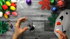 ДЕКОР БОКАЛОВ • Новогодняя идея • Зимний рисунок • Роспись бокалов красками • Новогодний декор