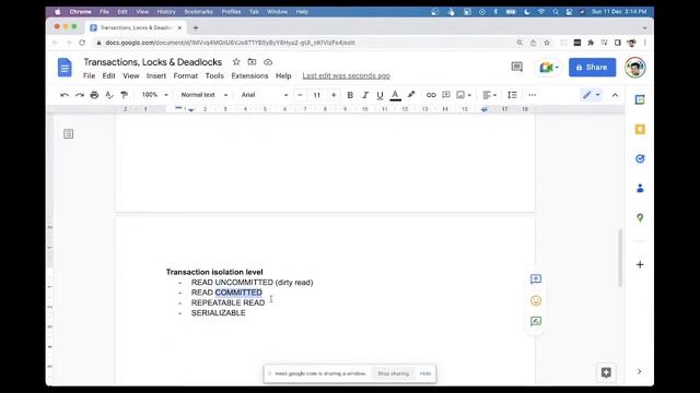 Transactions, Locks and Deadlocks