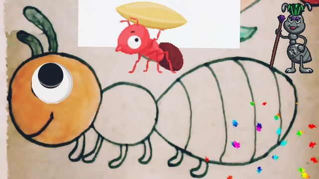 How to draw and colour an ant? easy colouring for kids / animal coloring /Magical Cute rainbow? ant смотреть онлайн