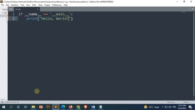 Say "Hello, World!" With Python | HackerRank problem | python solution