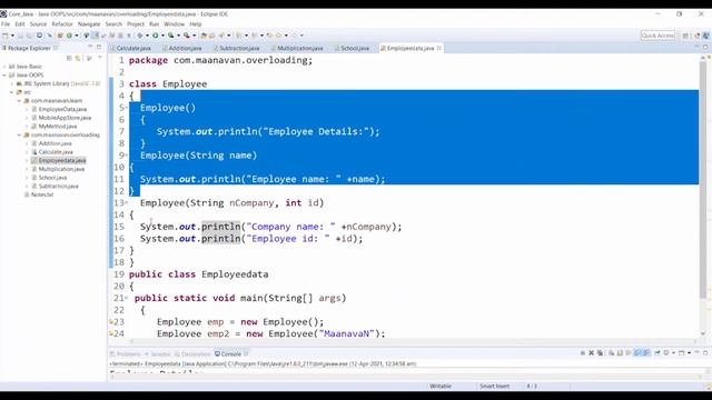 Java Constructor Overloading | Example | Java Tamil Tutorial for Beginners