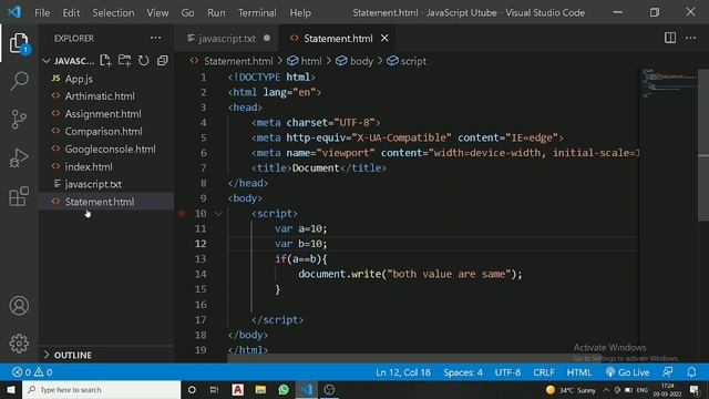 11.JavaScript Statement | Javascript_Course_for_beginners_2022.