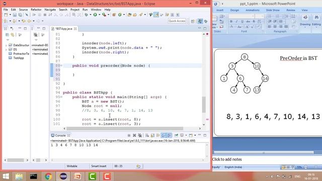 Binary Search Tree in Java-4: Print elements in PreOrder manner in Binary Search Tree