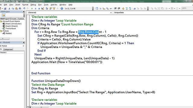 Excel VBA Macros: Create Custom Function To Remove Duplicates Add Unique Values To Data Validation
