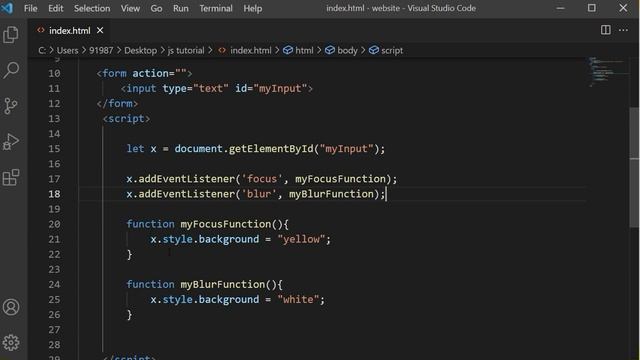 JavaScript Tutorial in Hindi for Beginners [Part 62] - Events on Form in JavaScript
