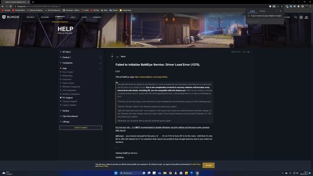 échec de l'initialisation du servisse BATTELEYE driver load erreur (1275 ) Ubisoft connecte SOLUTIO смотреть онлайн