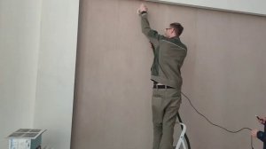 Поклейка шпона на стену. Мы это сделали!!! С божьей помощью...