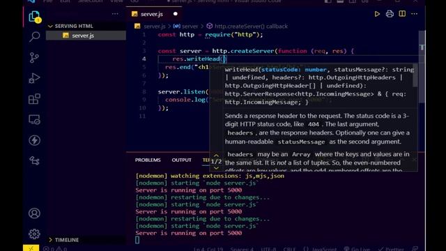 10. Sending HTML files as a response to a request using Nodejs server