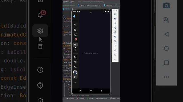 Collapsible Drawer ?#flutter #programming #swift #kotlin #android #ios #flutterdev #animations