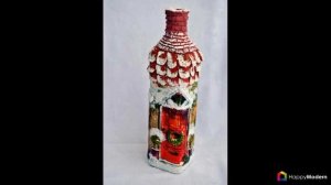 45+ идей декупажа бутылок к Новому году